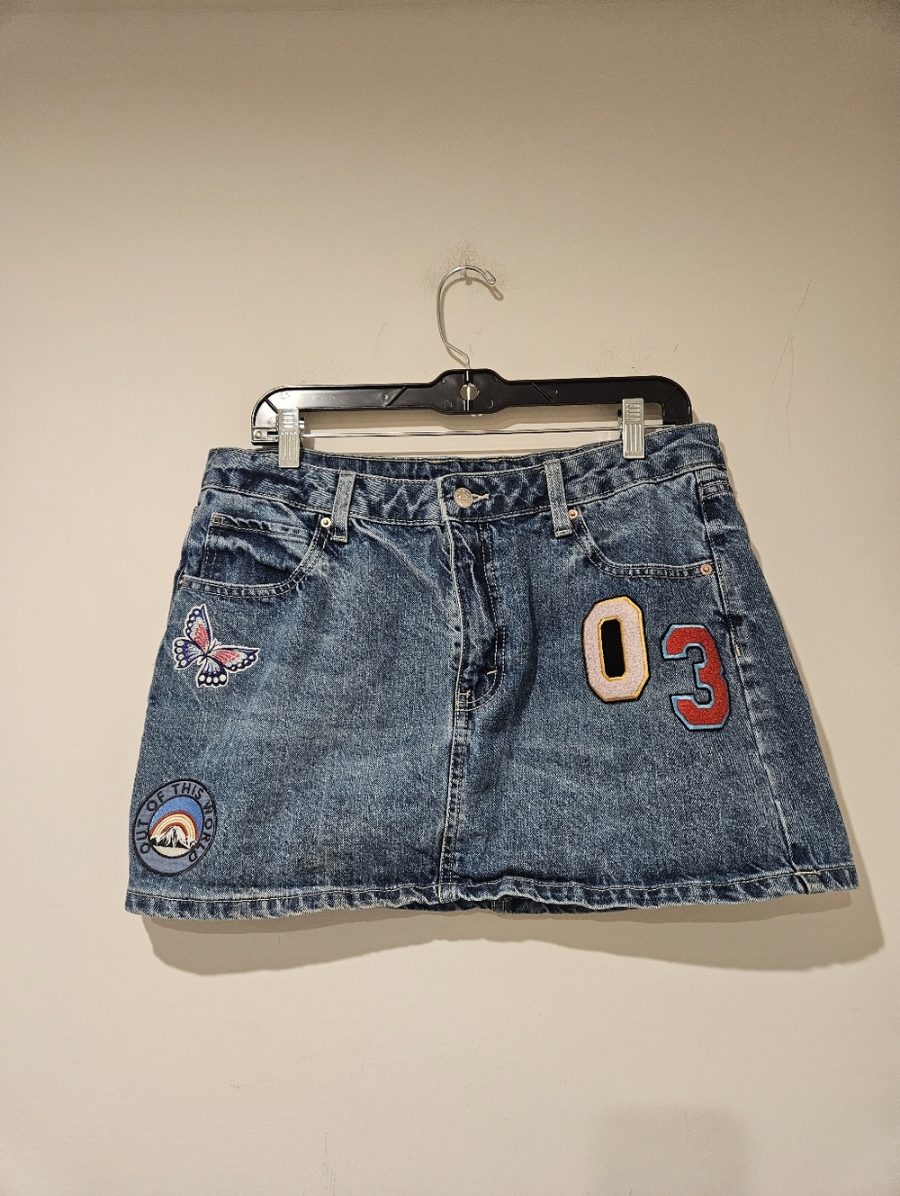 Wild Fable Denim Patch Mini Skirt - Blue, Size 12